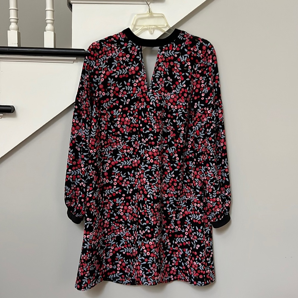 LOFT XS long sleeve dress with velvet trim